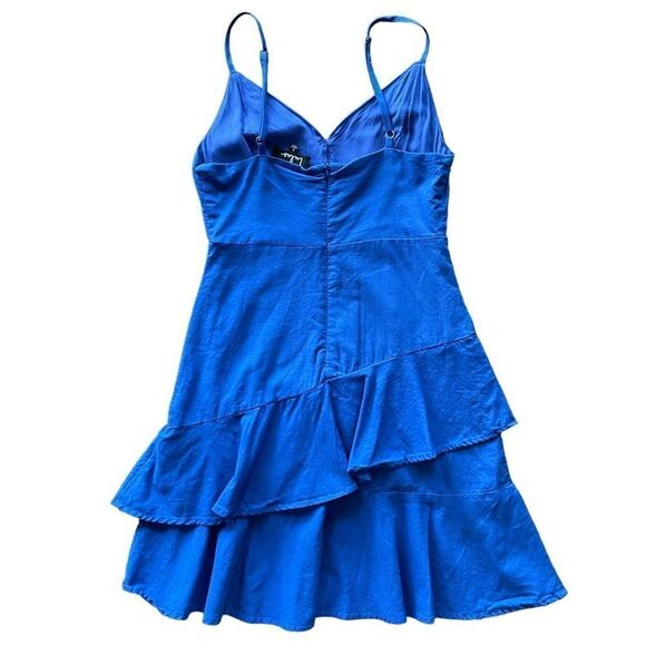 Lulus Brielle Skater Dress Ruffle Blue Size Small - Picture 5 of 7